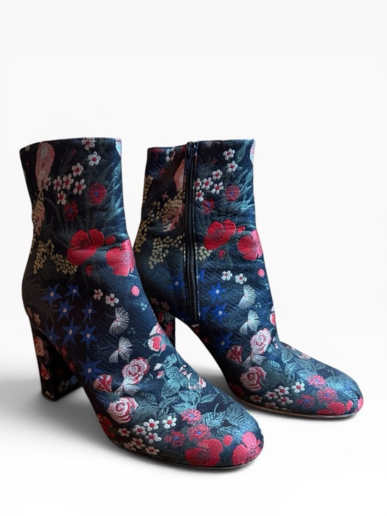 Valentino Garavani Shoes - Valentino Garavani Floral Print Block Heel Ankle Boots Black EU 37.5 US 7.5
